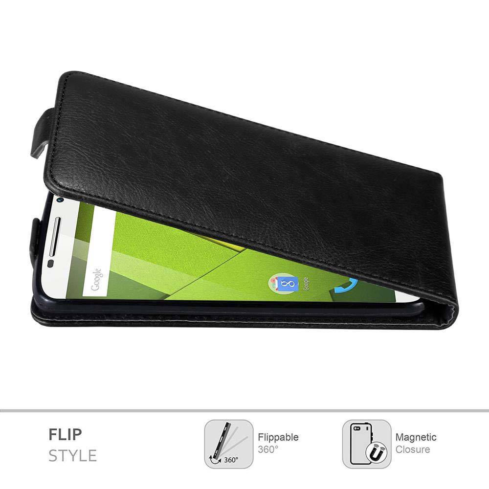 Cadorabo Hülle für Motorola MOTO X PLAY Schutz Hülle in Schwarz Flip Etui Handyhülle Case Cover