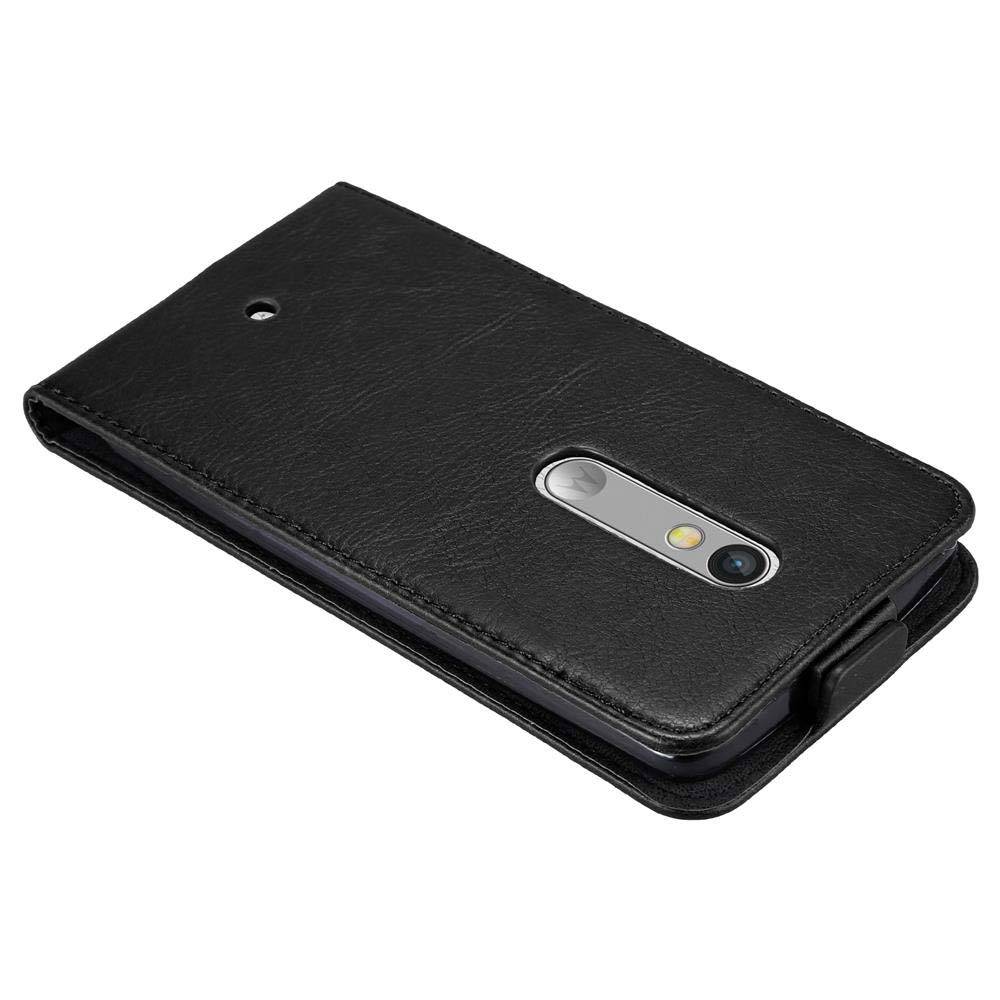 Cadorabo Hülle für Motorola MOTO X PLAY Schutz Hülle in Schwarz Flip Etui Handyhülle Case Cover