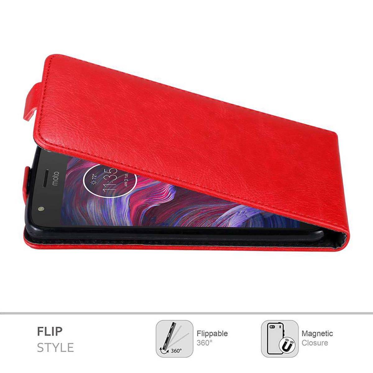 Cadorabo Hülle für Motorola MOTO X4 Schutz Hülle in Rot Flip Etui Handyhülle Case Cover