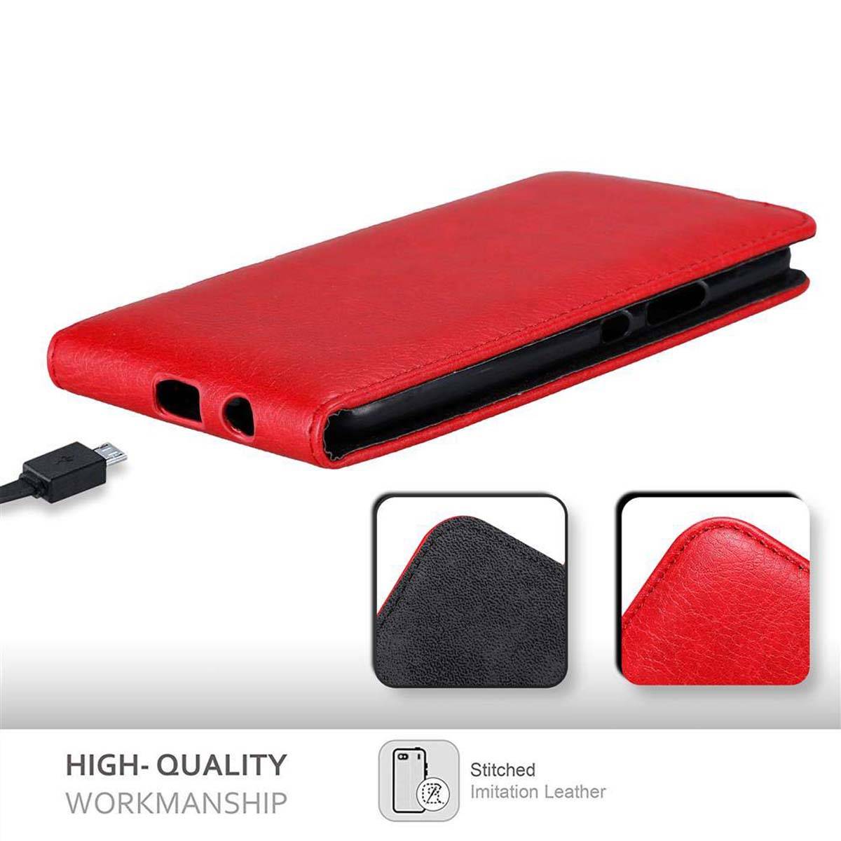 Cadorabo Hülle für Motorola MOTO X4 Schutz Hülle in Rot Flip Etui Handyhülle Case Cover