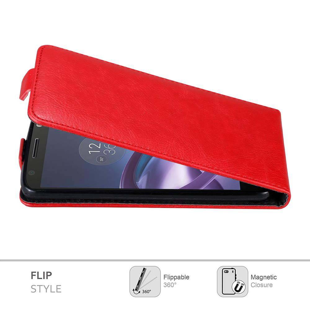 Cadorabo Hülle für Motorola MOTO Z Schutz Hülle in Rot Flip Etui Handyhülle Case Cover