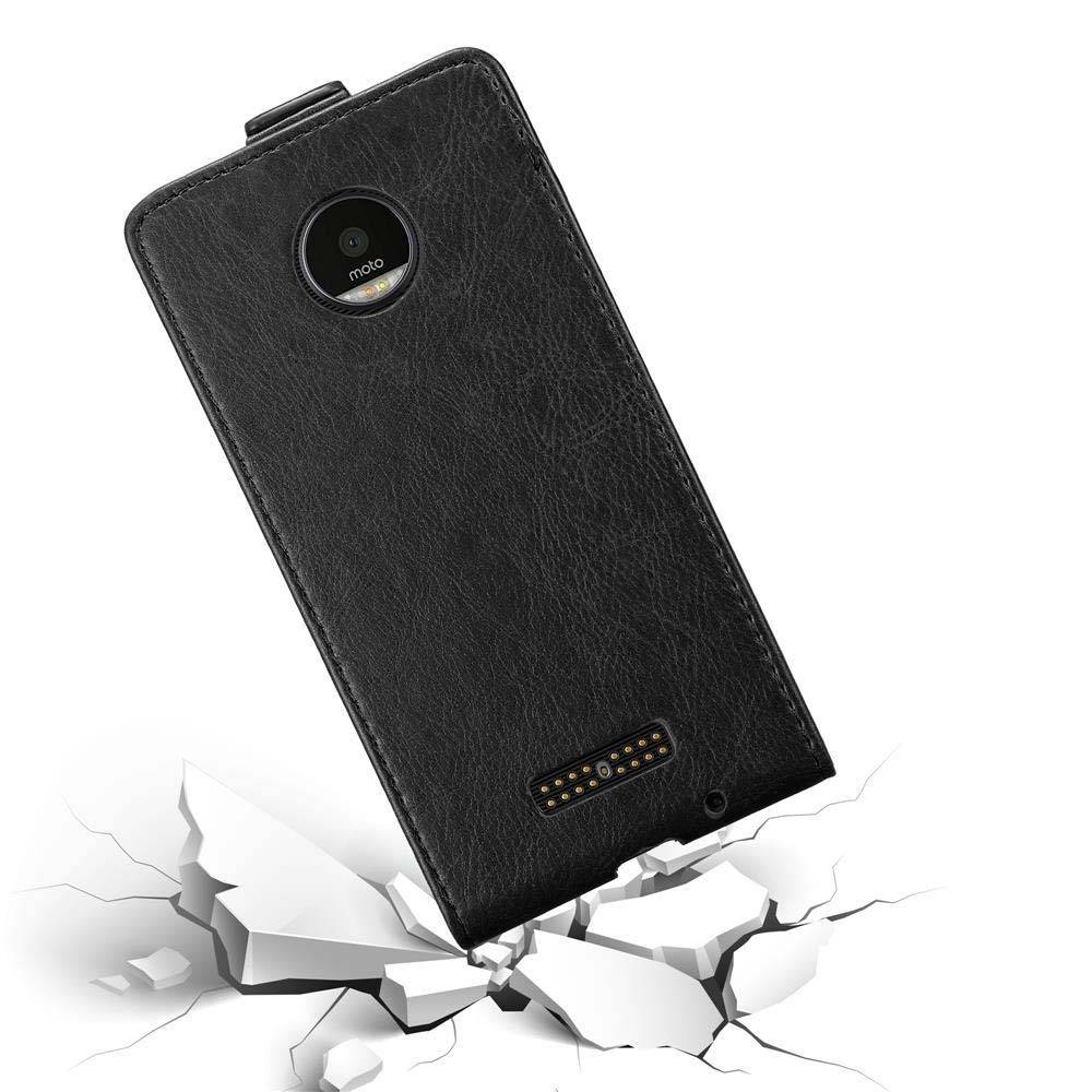 Cadorabo Hülle für Motorola MOTO Z Schutz Hülle in Schwarz Flip Etui Handyhülle Case Cover