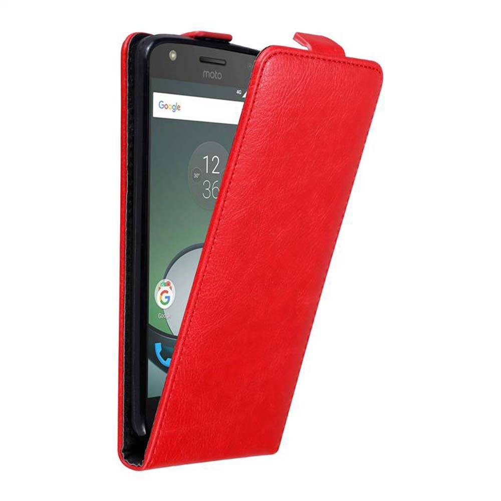 Cadorabo Hülle für Motorola MOTO Z PLAY Schutz Hülle in Rot Flip Etui Handyhülle Case Cover