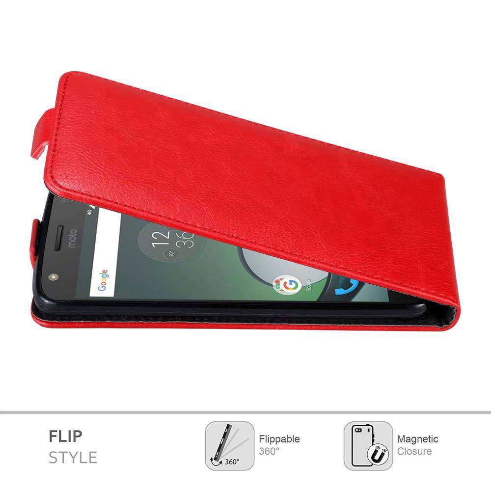 Cadorabo Hülle für Motorola MOTO Z PLAY Schutz Hülle in Rot Flip Etui Handyhülle Case Cover