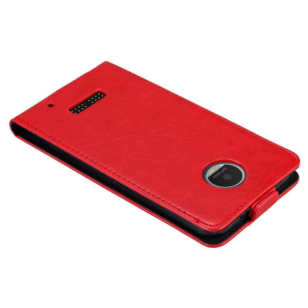 Cadorabo Hülle für Motorola MOTO Z PLAY Schutz Hülle in Rot Flip Etui Handyhülle Case Cover