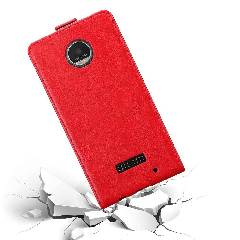 Cadorabo Hülle für Motorola MOTO Z PLAY Schutz Hülle in Rot Flip Etui Handyhülle Case Cover