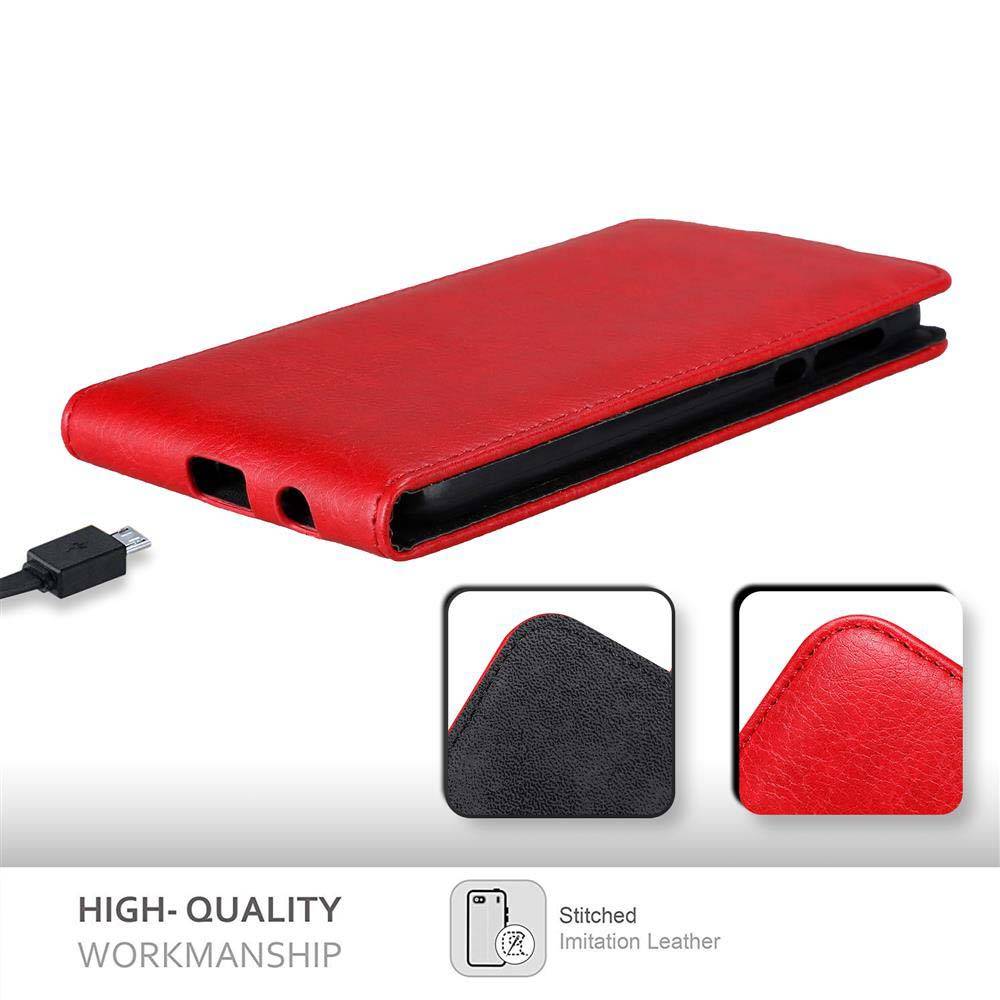 Cadorabo Hülle für Motorola MOTO Z PLAY Schutz Hülle in Rot Flip Etui Handyhülle Case Cover