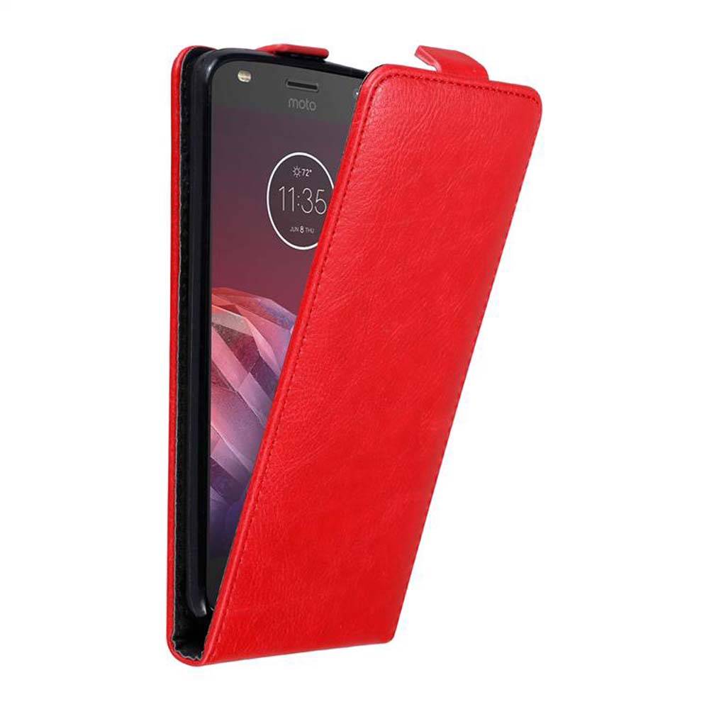 Cadorabo Hülle für Motorola MOTO Z2 Schutz Hülle in Rot Flip Etui Handyhülle Case Cover