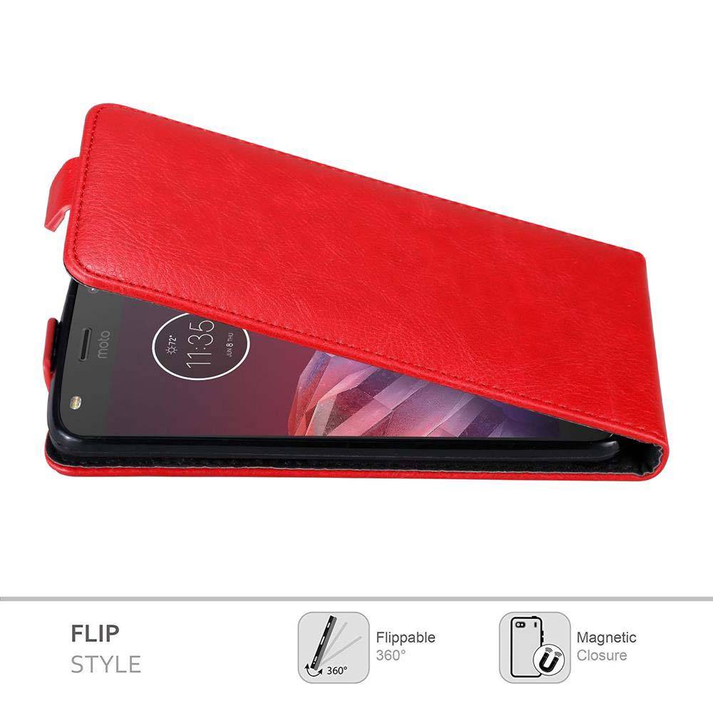 Cadorabo Hülle für Motorola MOTO Z2 Schutz Hülle in Rot Flip Etui Handyhülle Case Cover