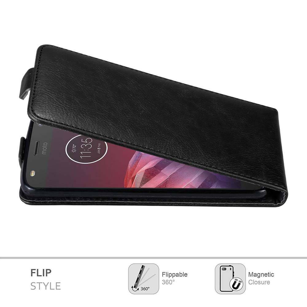 Cadorabo Hülle für Motorola MOTO Z2 Schutz Hülle in Schwarz Flip Etui Handyhülle Case Cover