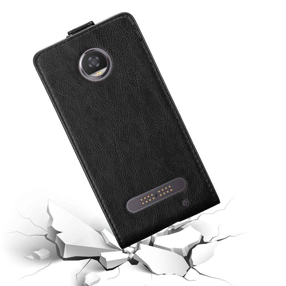 Cadorabo Hülle für Motorola MOTO Z2 Schutz Hülle in Schwarz Flip Etui Handyhülle Case Cover
