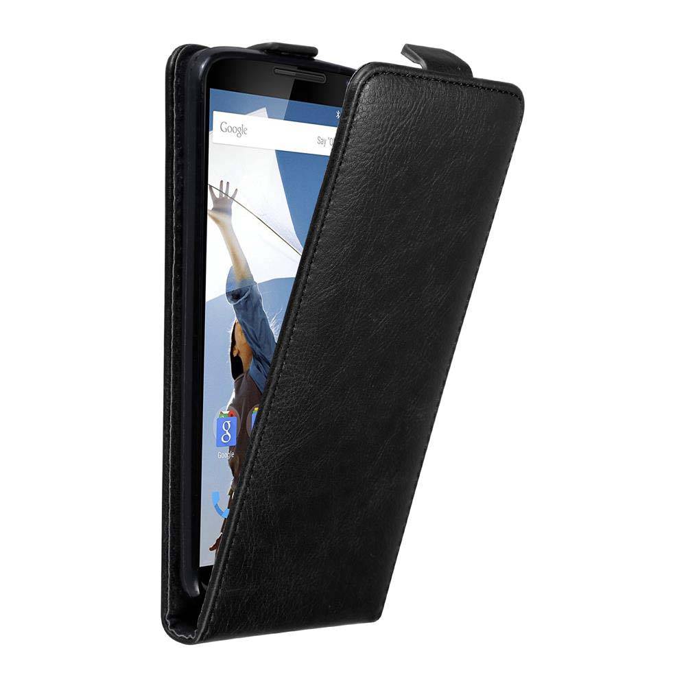 Cadorabo Hülle für Motorola Google NEXUS 6 Schutz Hülle in Schwarz Flip Etui Handyhülle Case Cover
