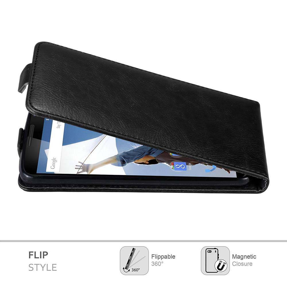 Cadorabo Hülle für Motorola Google NEXUS 6 Schutz Hülle in Schwarz Flip Etui Handyhülle Case Cover