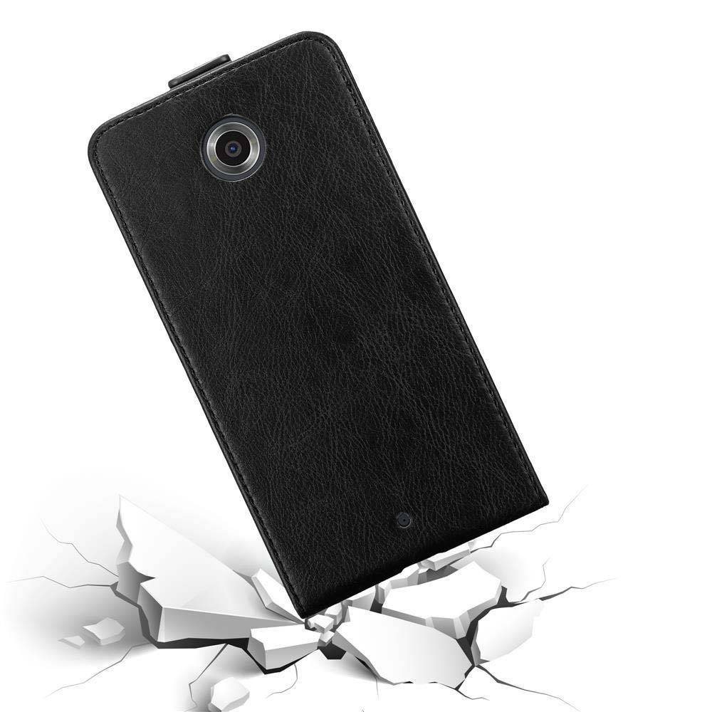 Cadorabo Hülle für Motorola Google NEXUS 6 Schutz Hülle in Schwarz Flip Etui Handyhülle Case Cover