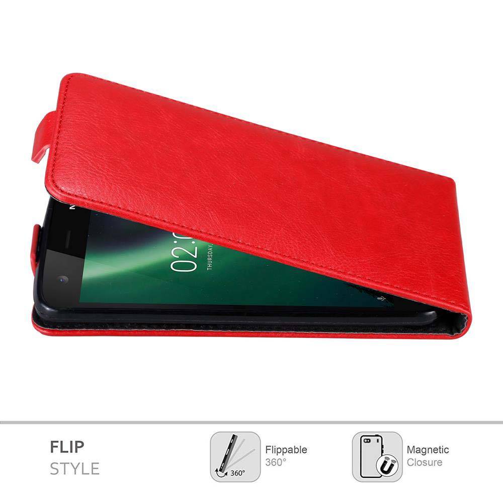 Cadorabo Hülle für Nokia 2 2017 Schutz Hülle in Rot Flip Etui Handyhülle Case Cover