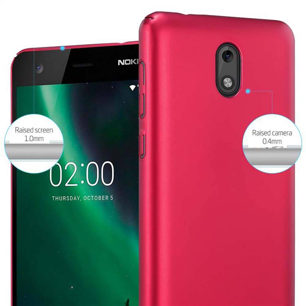 Cadorabo Hülle für Nokia 2 2017 Schutzhülle in Rot Hard Case Handy Hülle Etui