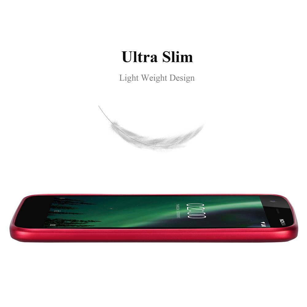 Cadorabo Hülle für Nokia 2 2017 Schutzhülle in Rot Hard Case Handy Hülle Etui