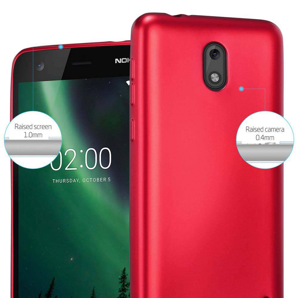 Cadorabo Schutzhülle für Nokia 2 2017 Hülle in Rot Handyhülle TPU Silikon Etui Cover Case