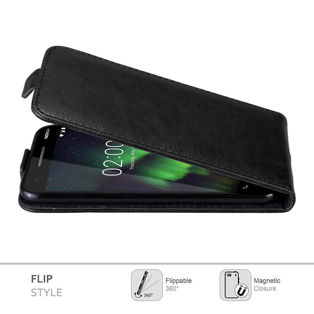 Cadorabo Hülle für Nokia 2.1 Schutz Hülle in Schwarz Flip Etui Handyhülle Case Cover