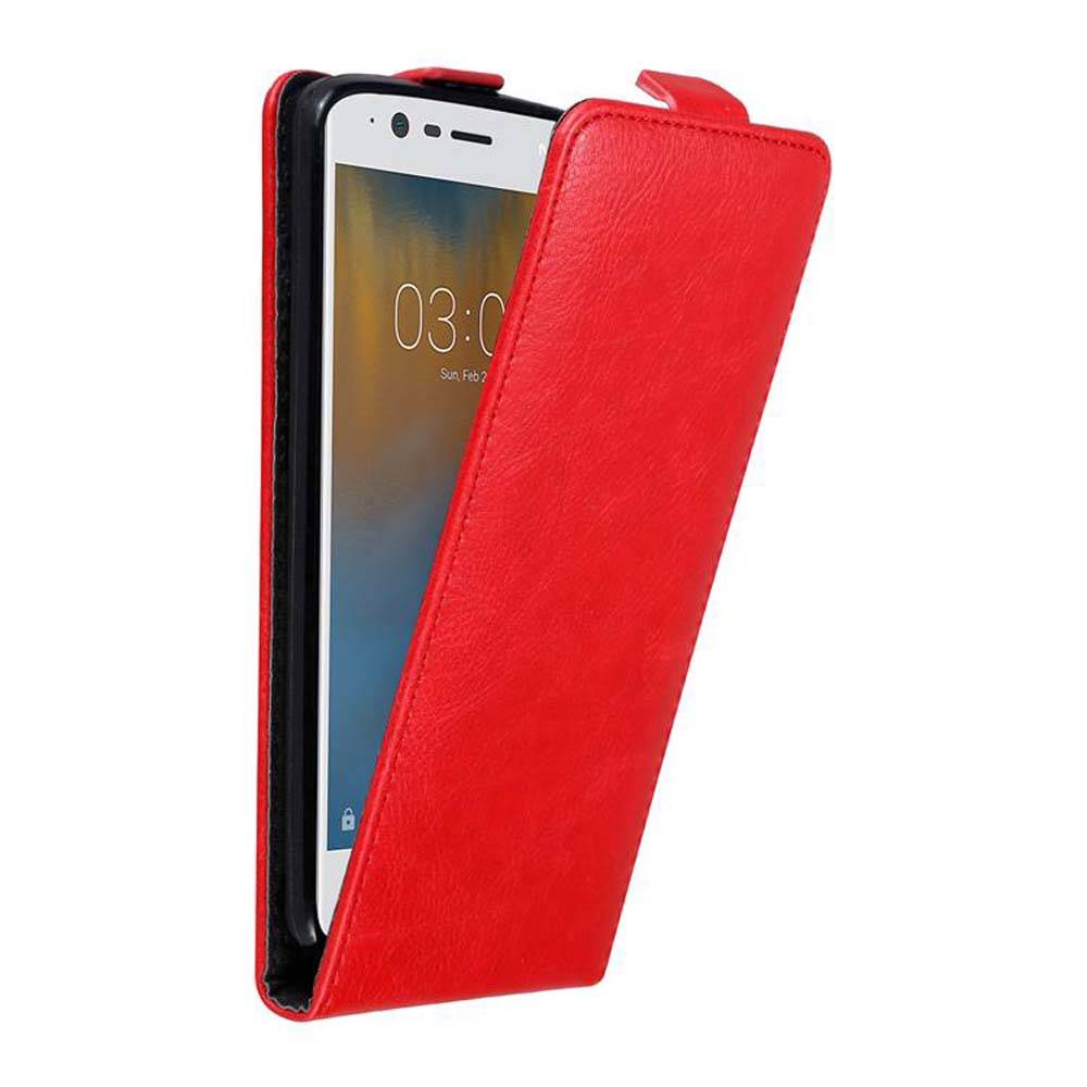 Cadorabo Hülle für Nokia 3 2017 Schutz Hülle in Rot Flip Etui Handyhülle Case Cover