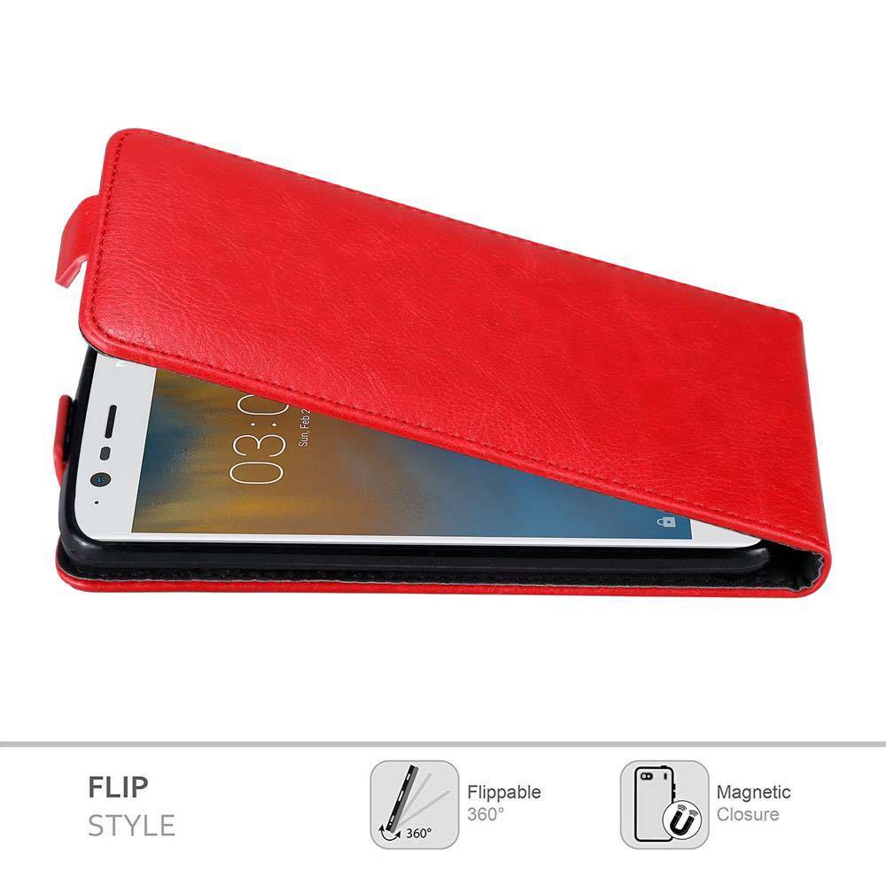 Cadorabo Hülle für Nokia 3 2017 Schutz Hülle in Rot Flip Etui Handyhülle Case Cover