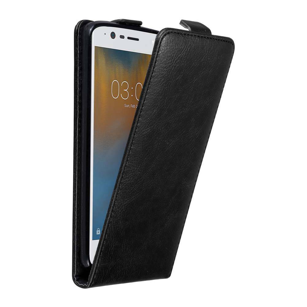 Cadorabo Hülle für Nokia 3 2017 Schutz Hülle in Schwarz Flip Etui Handyhülle Case Cover