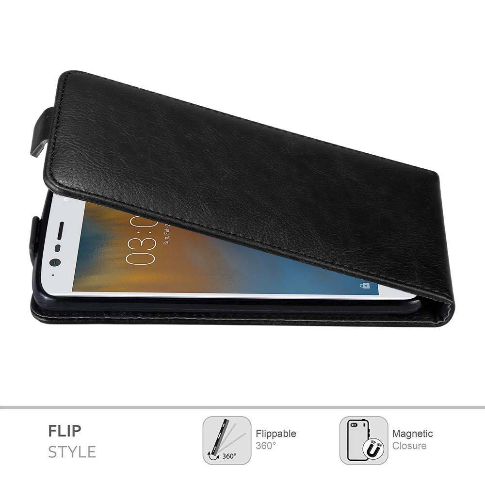 Cadorabo Hülle für Nokia 3 2017 Schutz Hülle in Schwarz Flip Etui Handyhülle Case Cover