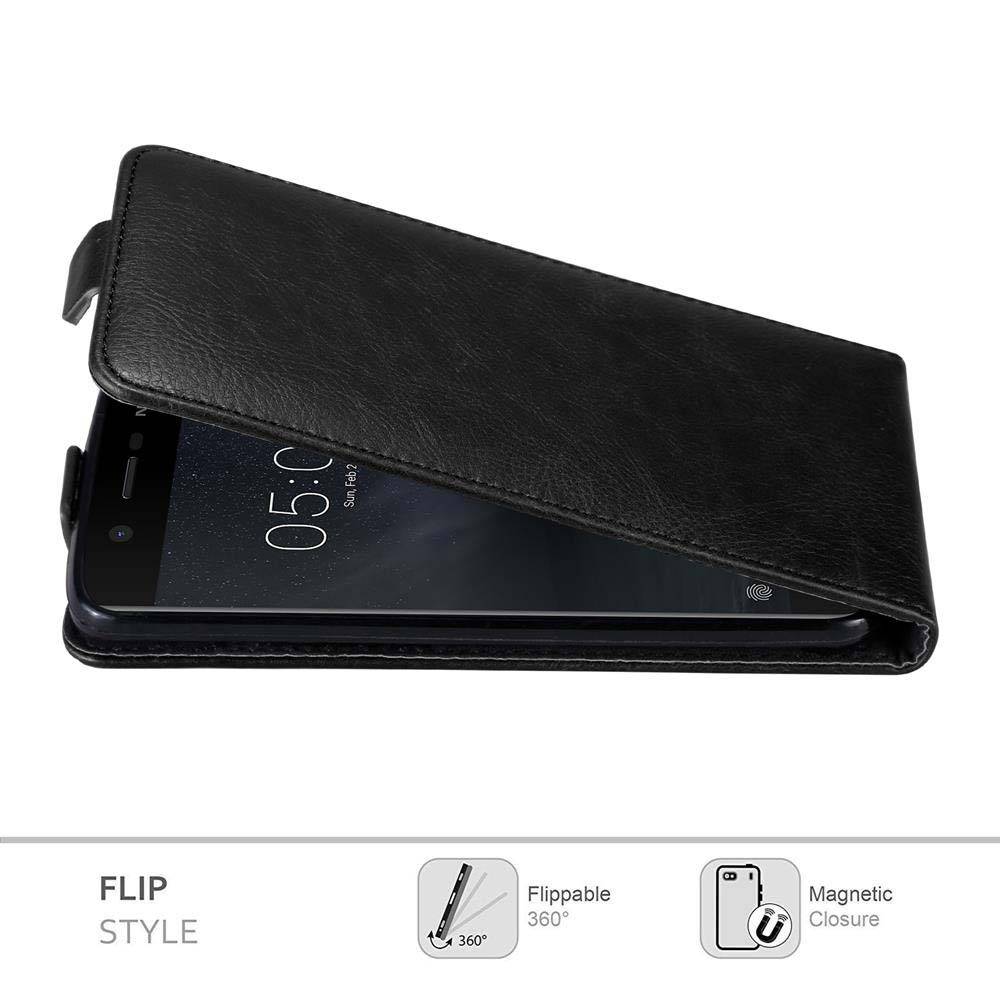 Cadorabo Hülle für Nokia 5 2017 Schutz Hülle in Schwarz Flip Etui Handyhülle Case Cover