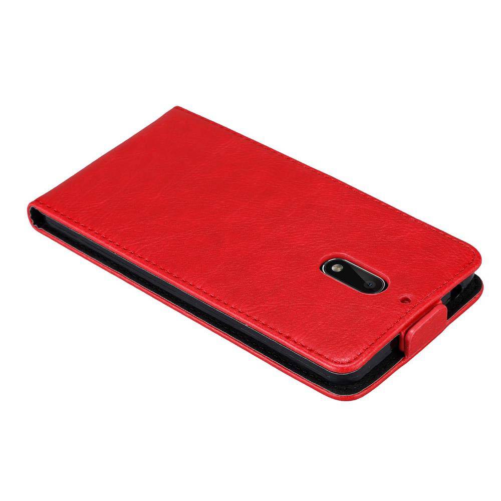 Cadorabo Hülle für Nokia 6 2017 Schutz Hülle in Rot Flip Etui Handyhülle Case Cover