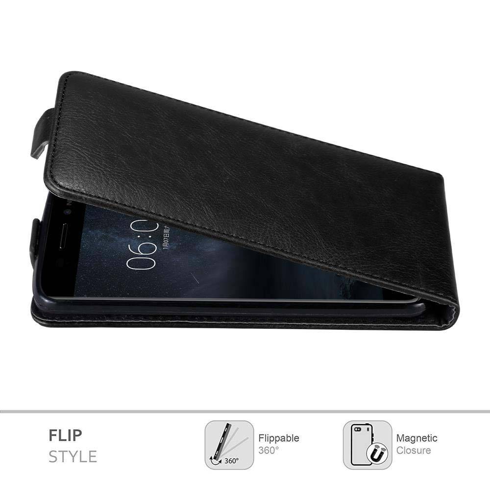 Cadorabo Hülle für Nokia 6 2017 Schutz Hülle in Schwarz Flip Etui Handyhülle Case Cover