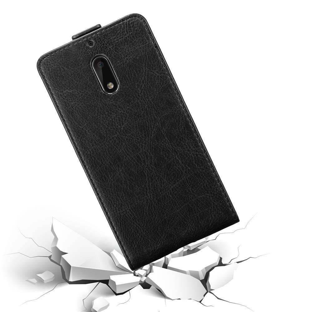 Cadorabo Hülle für Nokia 6 2017 Schutz Hülle in Schwarz Flip Etui Handyhülle Case Cover