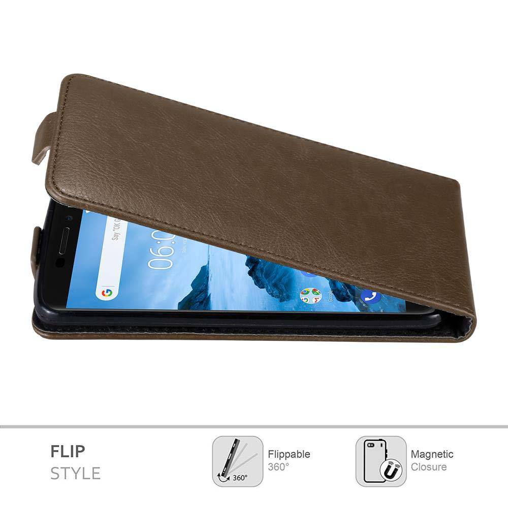 Cadorabo Hülle für Nokia 6.1 Schutz Hülle in Braun Flip Etui Handyhülle Case Cover