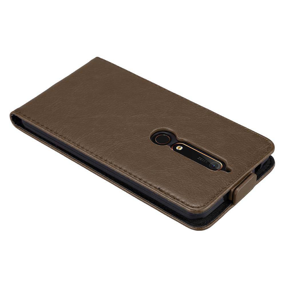 Cadorabo Hülle für Nokia 6.1 Schutz Hülle in Braun Flip Etui Handyhülle Case Cover