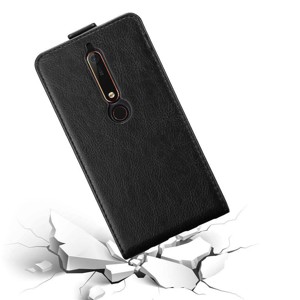 Cadorabo Hülle für Nokia 6.1 Schutz Hülle in Schwarz Flip Etui Handyhülle Case Cover
