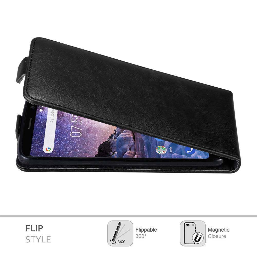 Cadorabo Hülle für Nokia 7 PLUS Schutz Hülle in Schwarz Flip Etui Handyhülle Case Cover