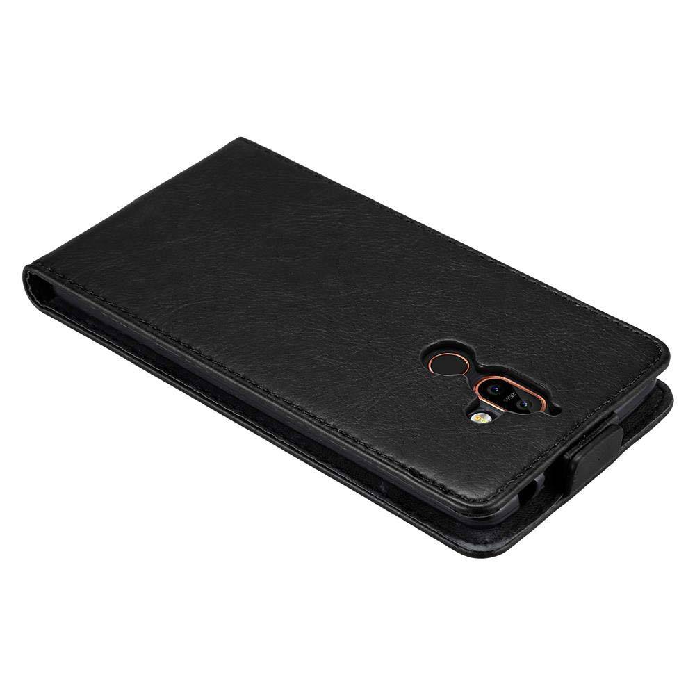 Cadorabo Hülle für Nokia 7 PLUS Schutz Hülle in Schwarz Flip Etui Handyhülle Case Cover