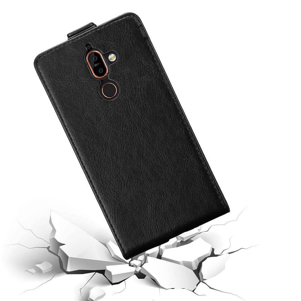 Cadorabo Hülle für Nokia 7 PLUS Schutz Hülle in Schwarz Flip Etui Handyhülle Case Cover