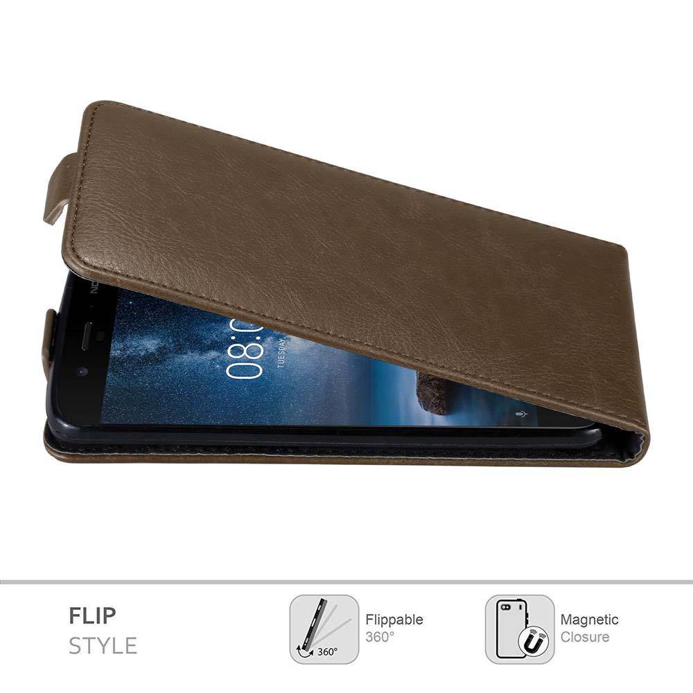 Cadorabo Hülle für Nokia 8 2017 Schutz Hülle in Braun Flip Etui Handyhülle Case Cover