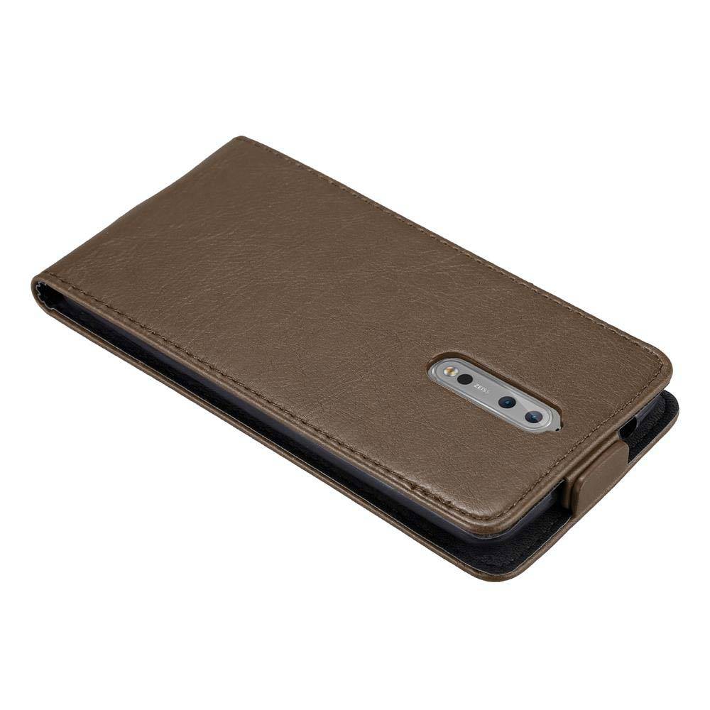 Cadorabo Hülle für Nokia 8 2017 Schutz Hülle in Braun Flip Etui Handyhülle Case Cover