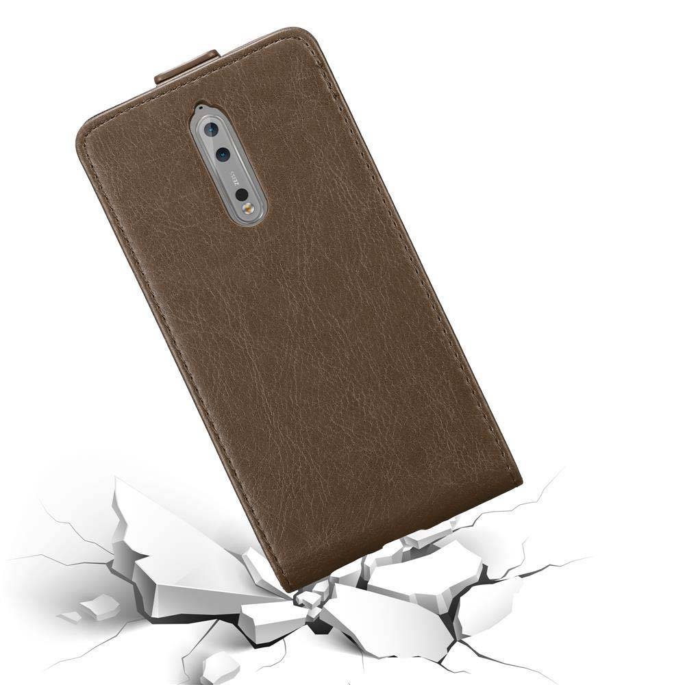 Cadorabo Hülle für Nokia 8 2017 Schutz Hülle in Braun Flip Etui Handyhülle Case Cover