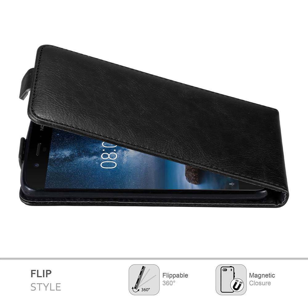 Cadorabo Hülle für Nokia 8 2017 Schutz Hülle in Schwarz Flip Etui Handyhülle Case Cover