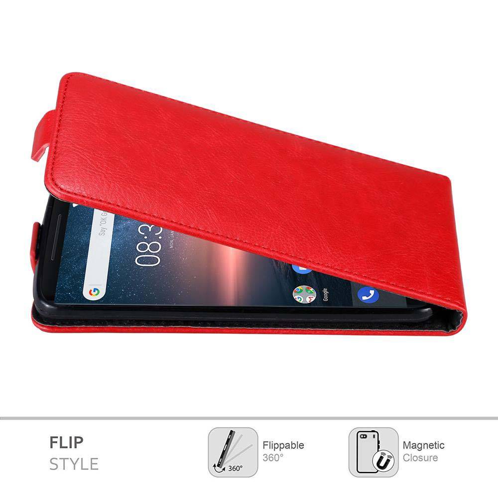 Cadorabo Hülle für Nokia 8 Sirocco Schutz Hülle in Rot Flip Etui Handyhülle Case Cover