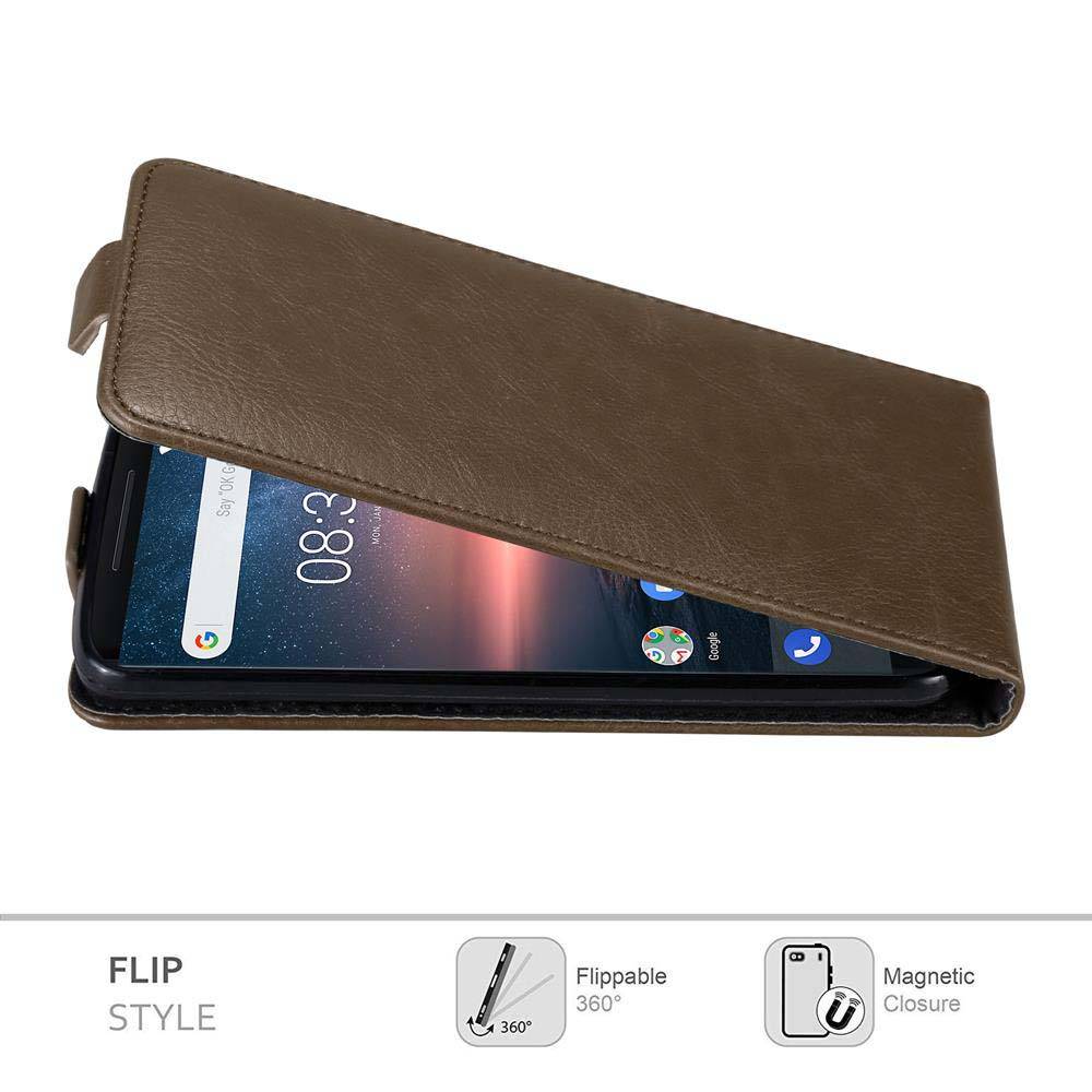 Cadorabo Hülle für Nokia 8 Sirocco Schutz Hülle in Braun Flip Etui Handyhülle Case Cover