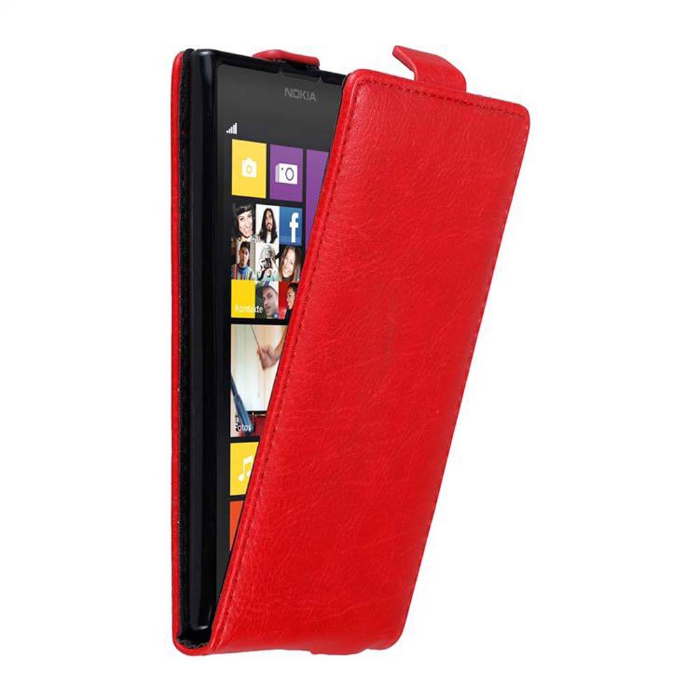 Cadorabo Hülle für Nokia Lumia 1020 Schutz Hülle in Rot Flip Etui Handyhülle Case Cover