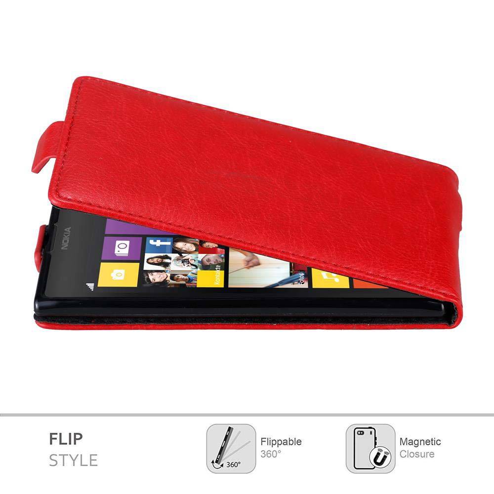 Cadorabo Hülle für Nokia Lumia 1020 Schutz Hülle in Rot Flip Etui Handyhülle Case Cover