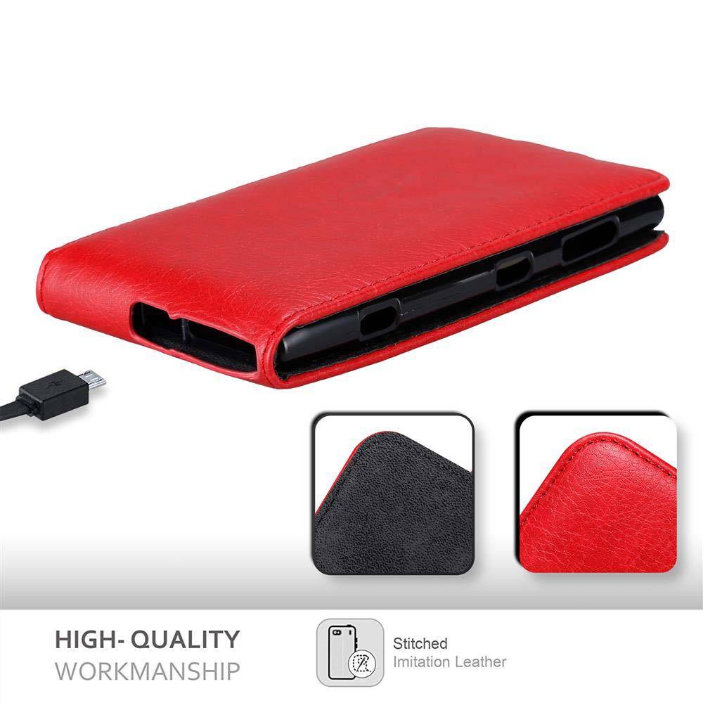 Cadorabo Hülle für Nokia Lumia 1020 Schutz Hülle in Rot Flip Etui Handyhülle Case Cover
