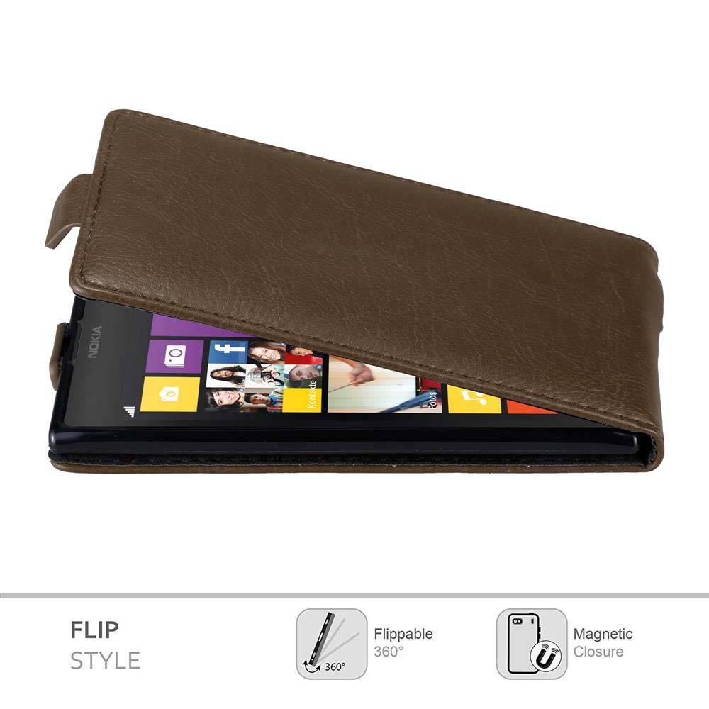 Cadorabo Hülle für Nokia Lumia 1020 Schutz Hülle in Braun Flip Etui Handyhülle Case Cover