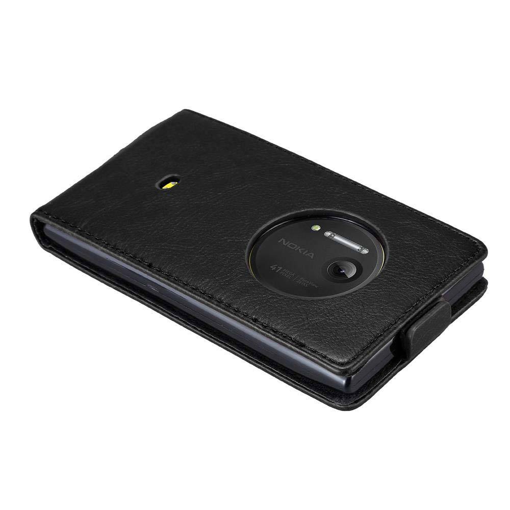 Cadorabo Hülle für Nokia Lumia 1020 Schutz Hülle in Schwarz Flip Etui Handyhülle Case Cover