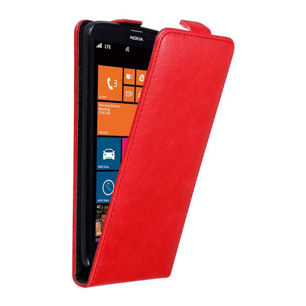 Cadorabo Hülle für Nokia Lumia 1320 Schutz Hülle in Rot Flip Etui Handyhülle Case Cover