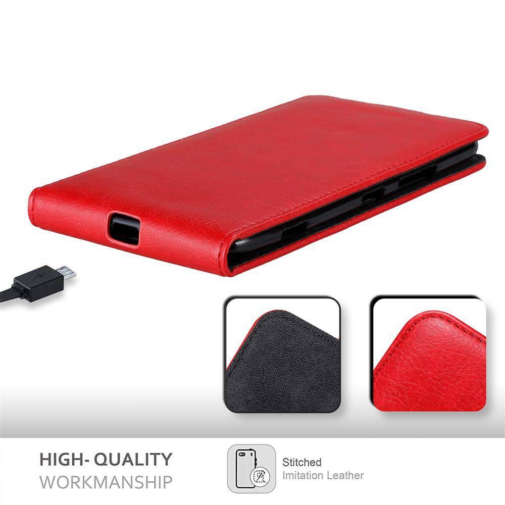 Cadorabo Hülle für Nokia Lumia 1320 Schutz Hülle in Rot Flip Etui Handyhülle Case Cover